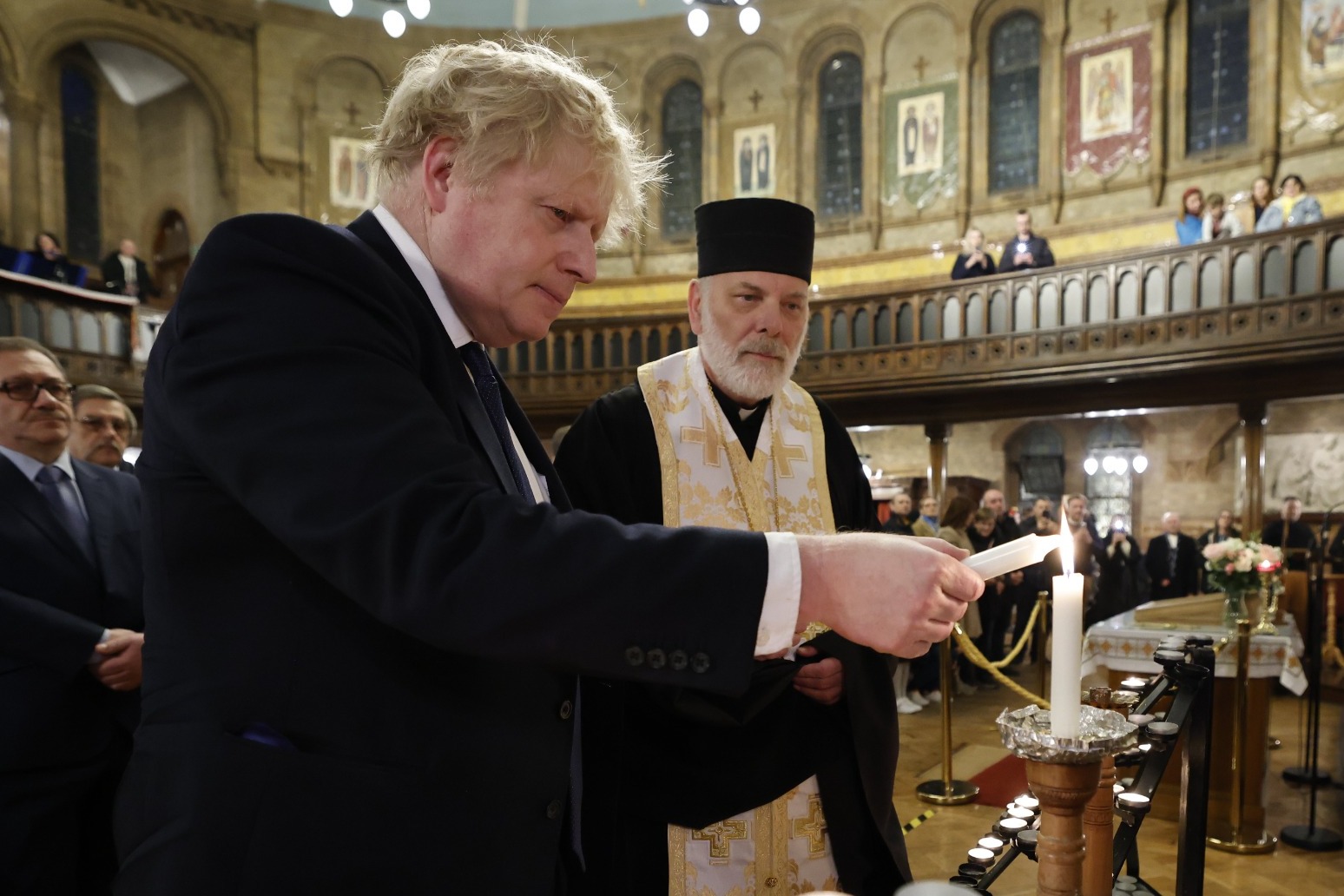 Boris Johnson visits the  Ukrainian Cathedral of the Holy Family in London