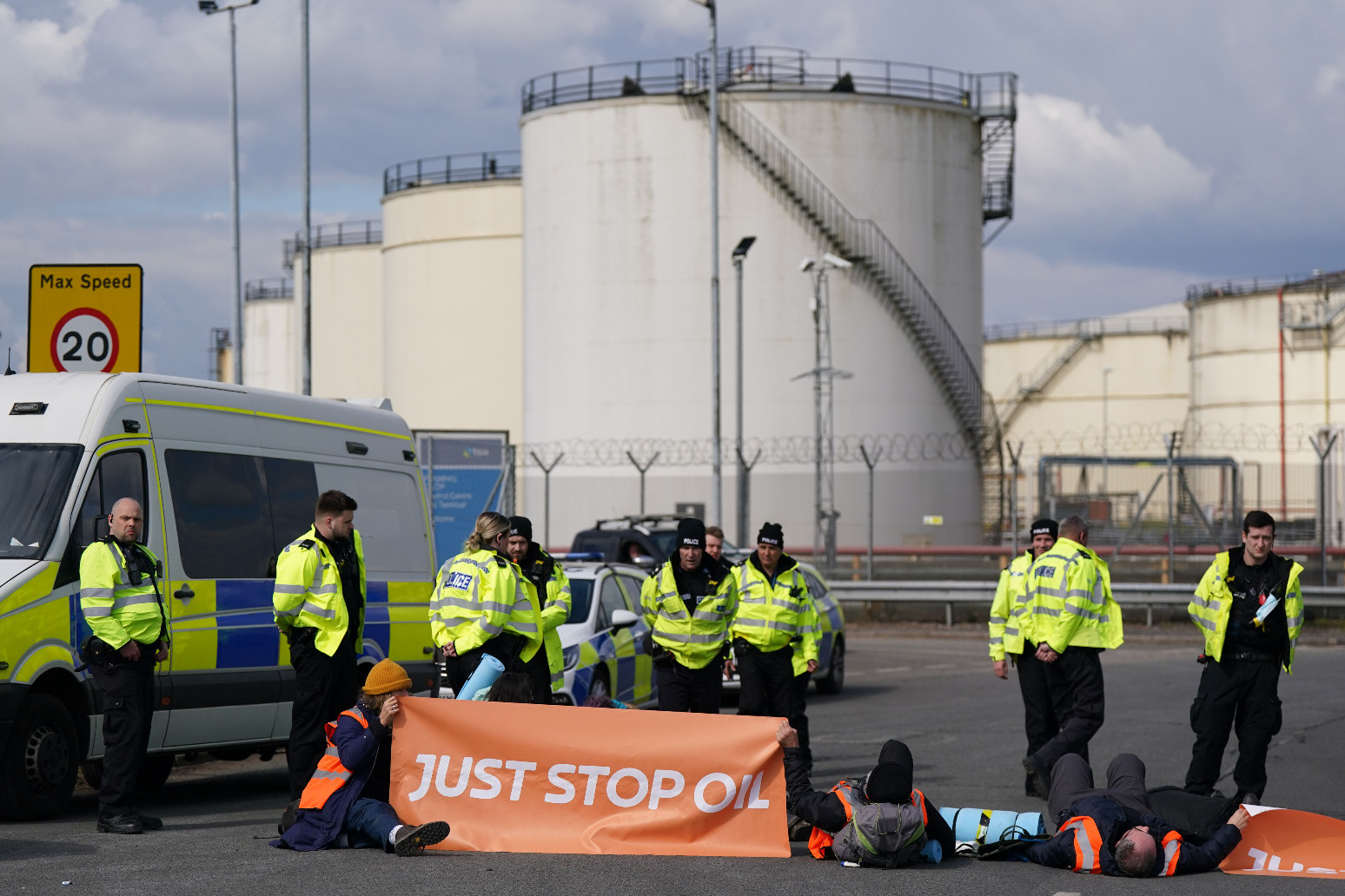 Dozens of arrests made as climate activists target oil terminals