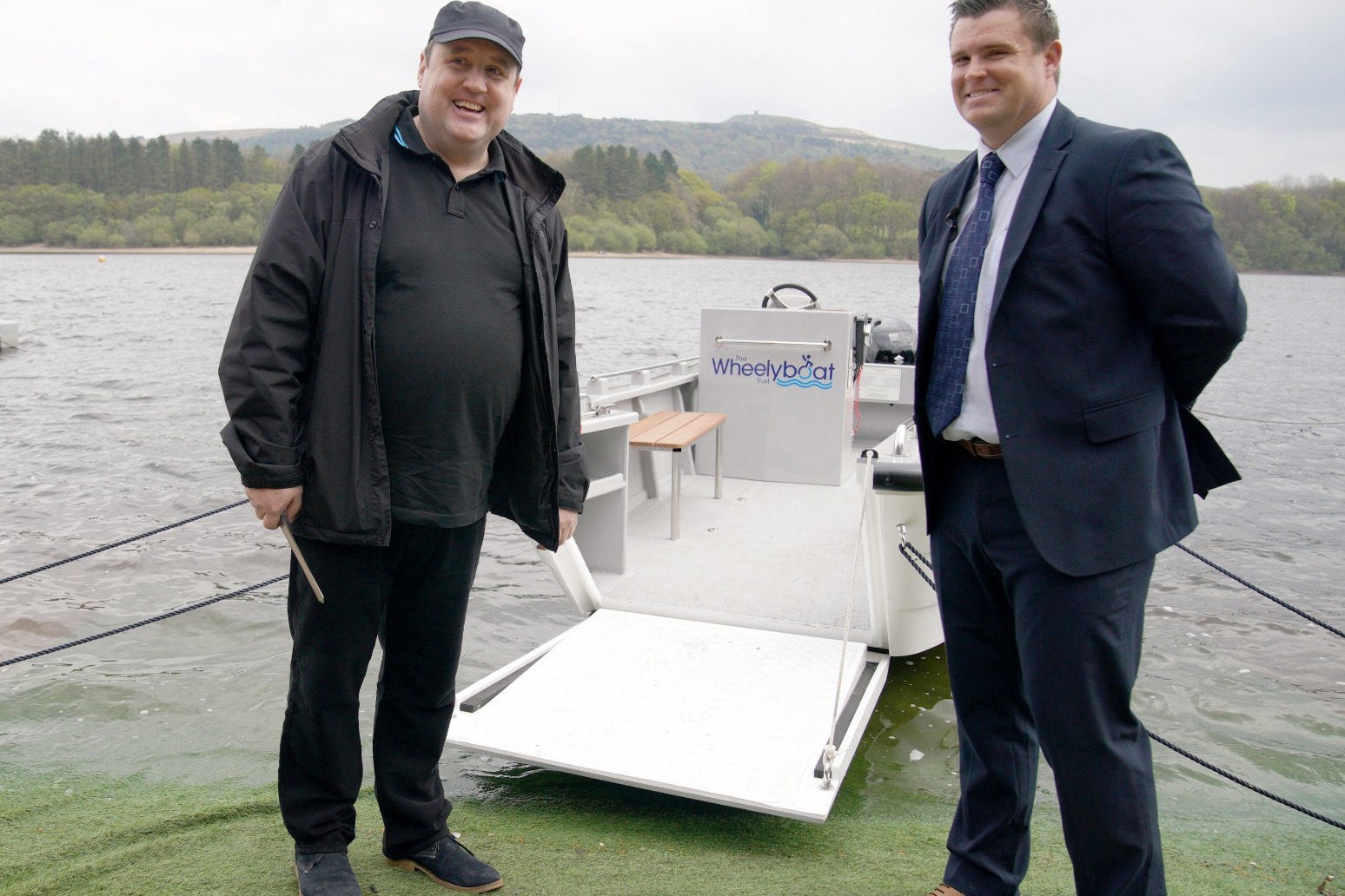 Peter Kay launches wheelchair accessible boat on Lancashire reservoir