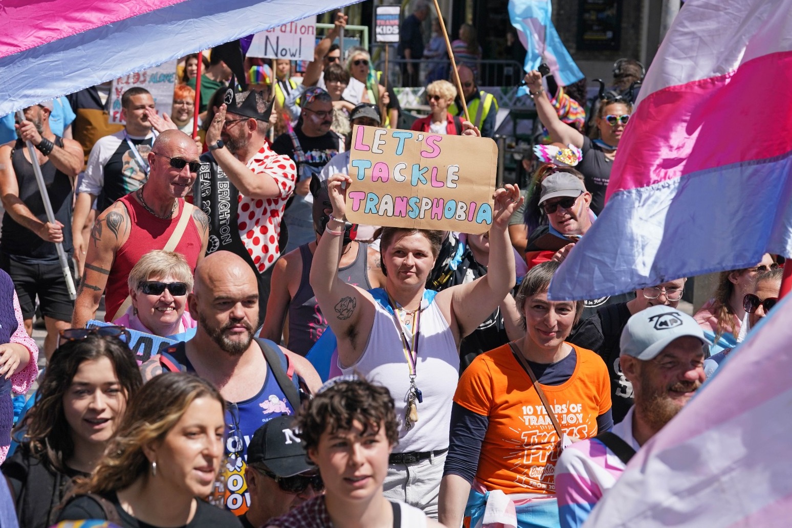 Protestors turnout to celebrate Trans Pride in Brighton despite wet weather 