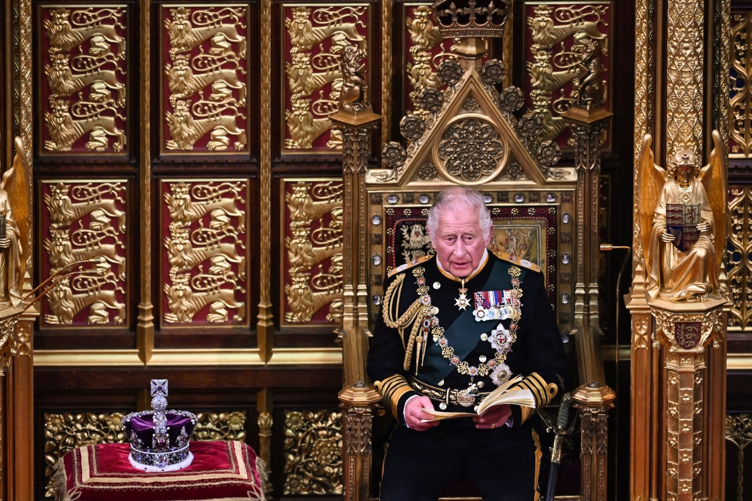 King Charles Wears Crown at First State Opening Parliament of Reign