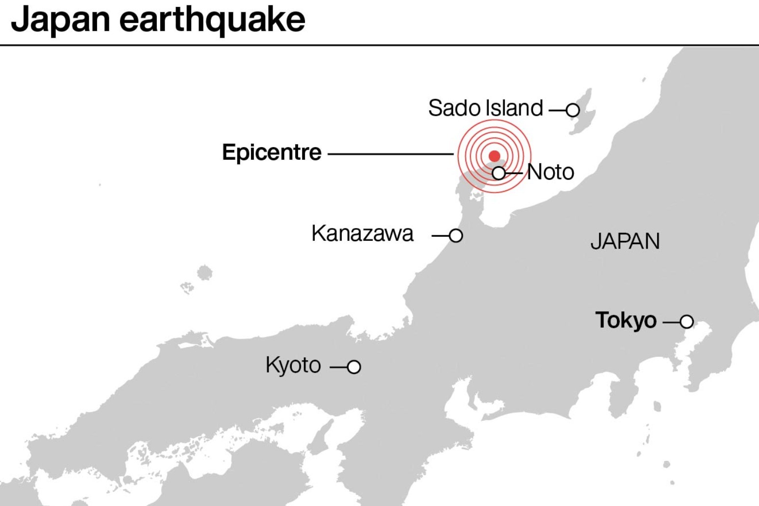 Powerful earthquakes leave at least 30 dead along Japan’s western coast 