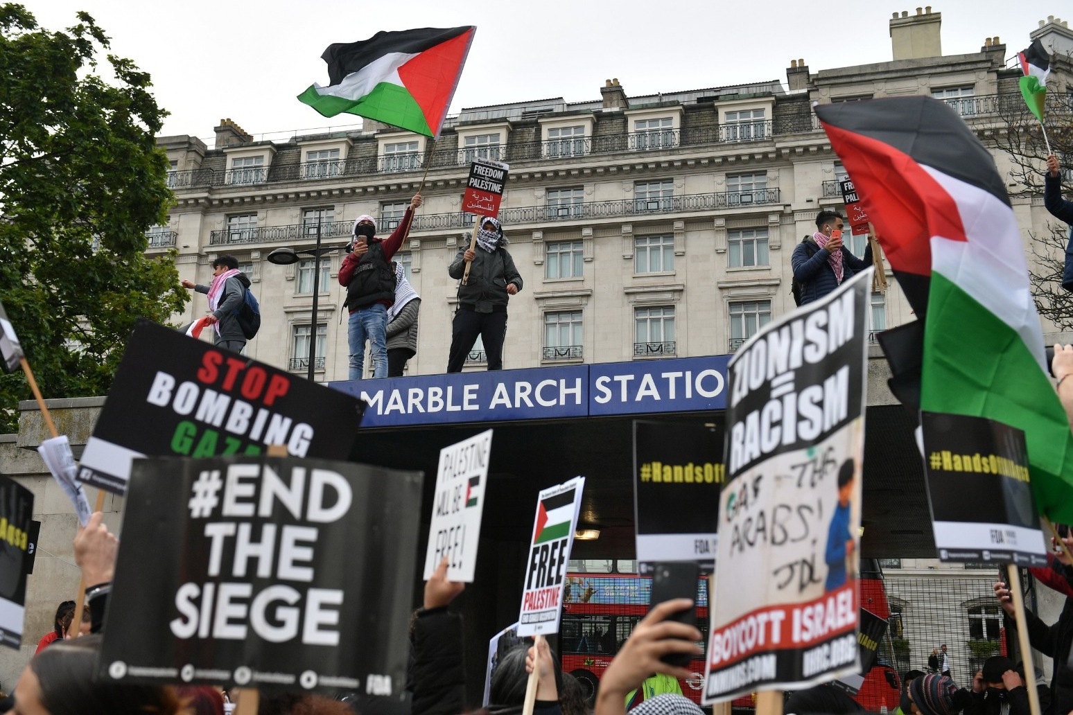 Marchers gather in central London for protest against Gaza violence 