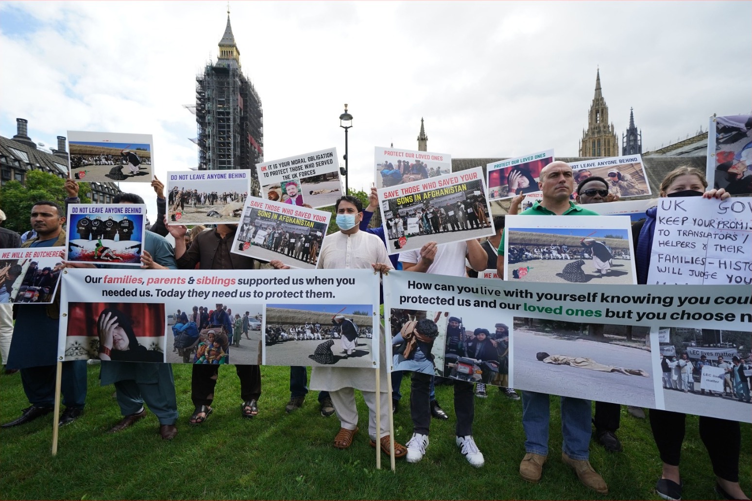 Former translators demand protection for Afghans at Parliament Square protest 