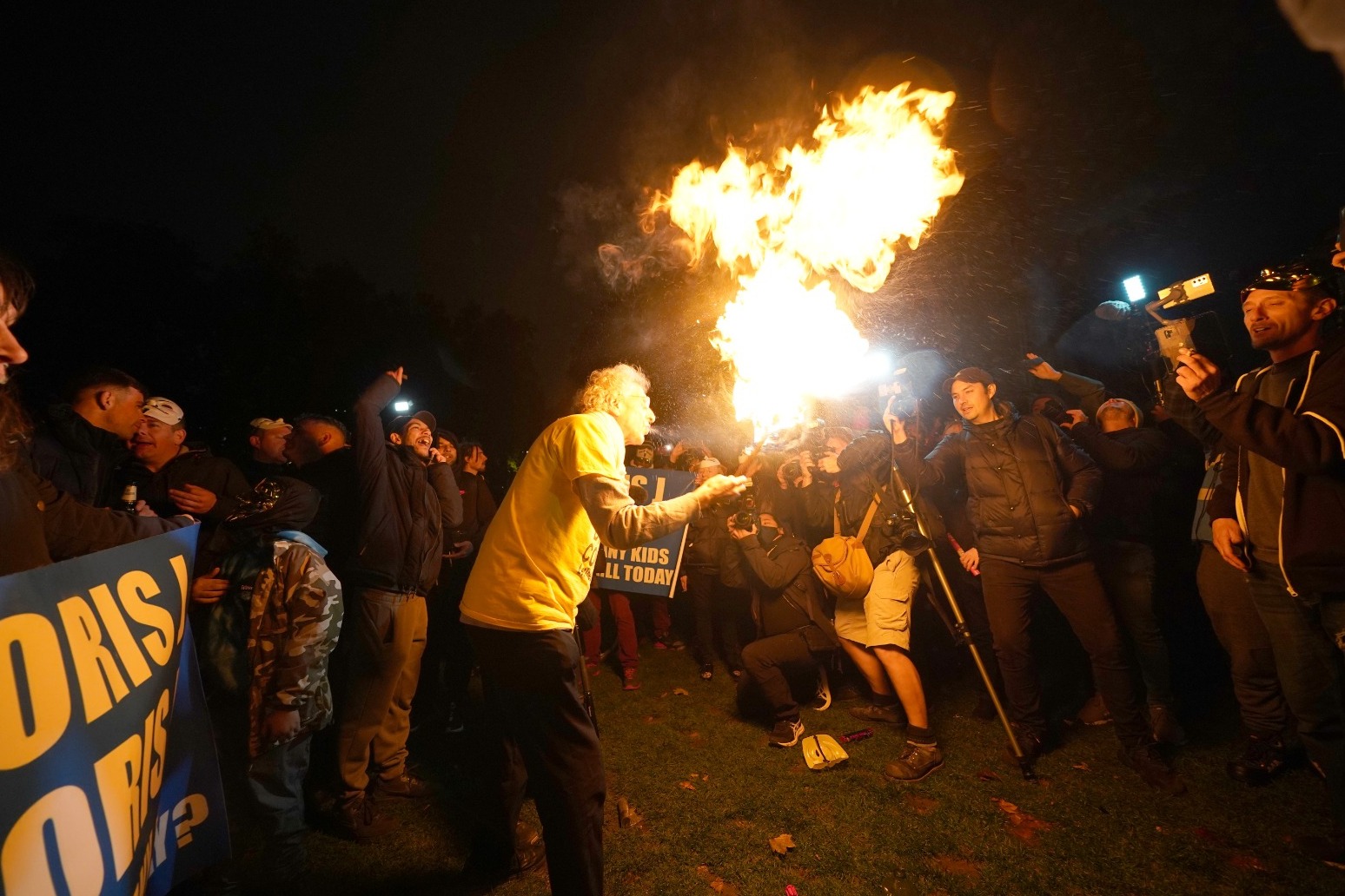 Twelve arrests as mask-wearing protesters clash with police on Bonfire Night 