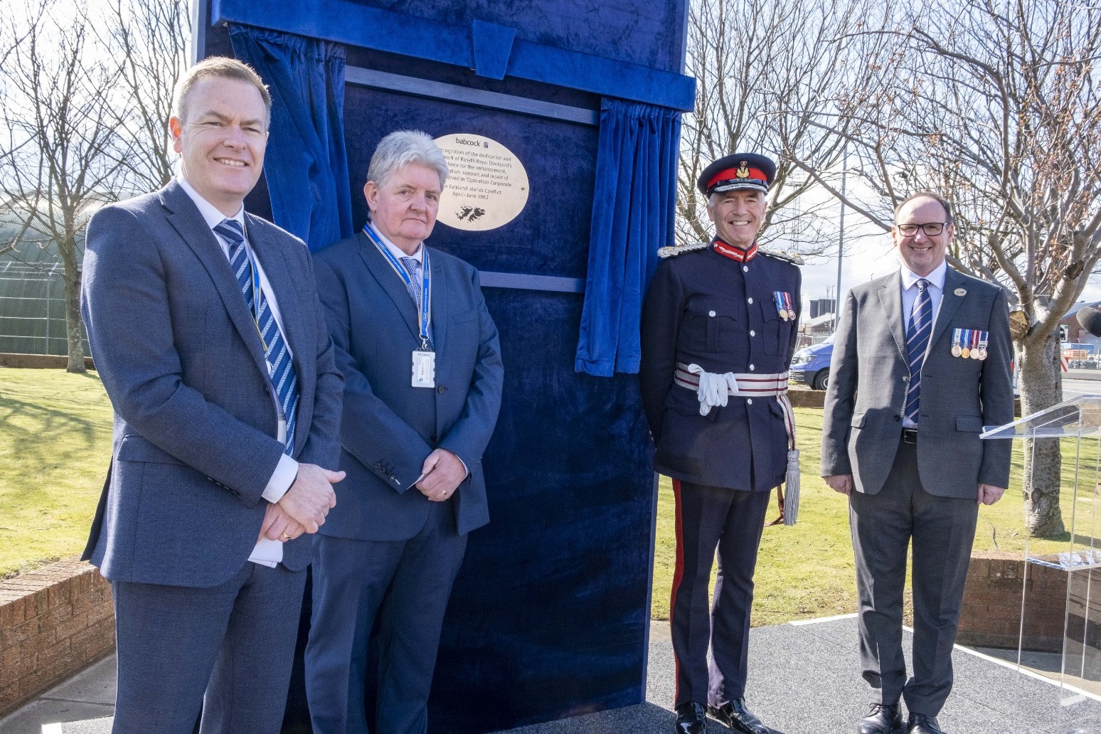 Veterans mark Falklands anniversary by visiting dock they returned to after war 