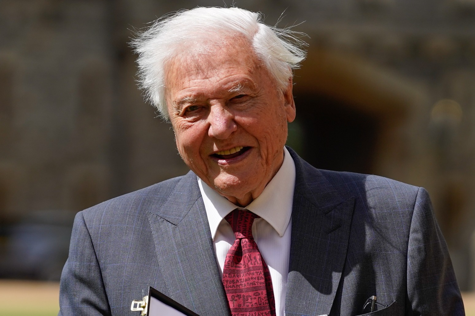 Sir David Attenborough beams as he collects high honour from Prince of Wales 