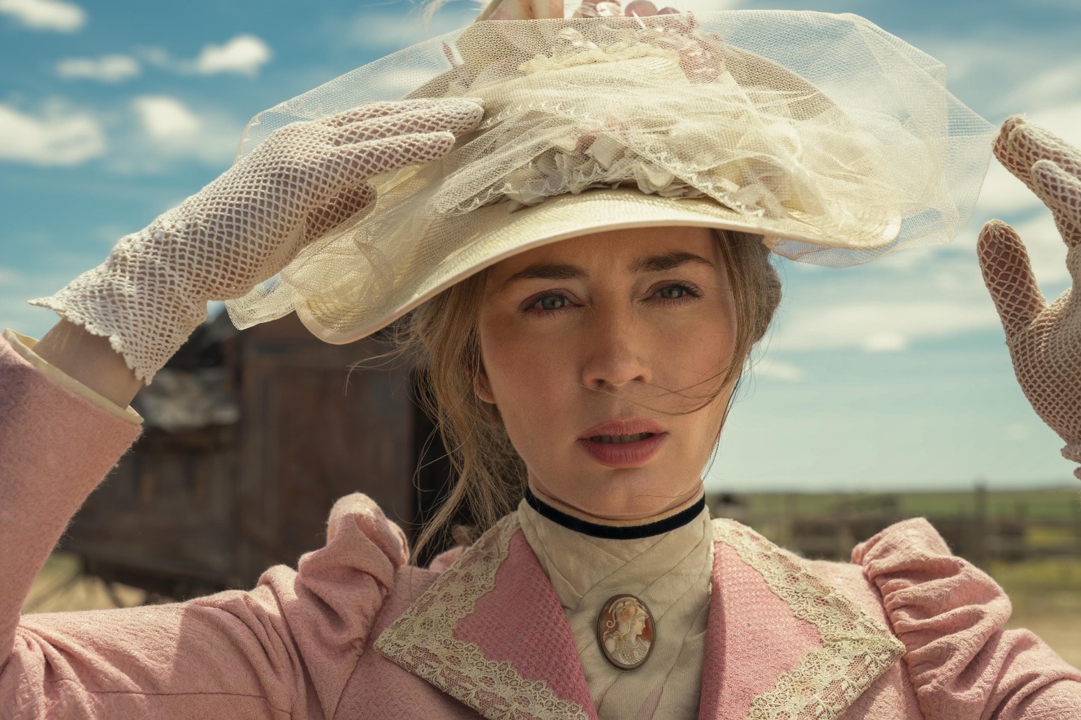 First glimpse of Emily Blunt and Chaske Spencer in new BBC western drama 