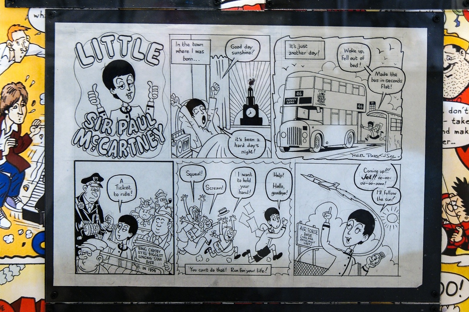 Comic strip starring Sir Paul McCartney goes on display 