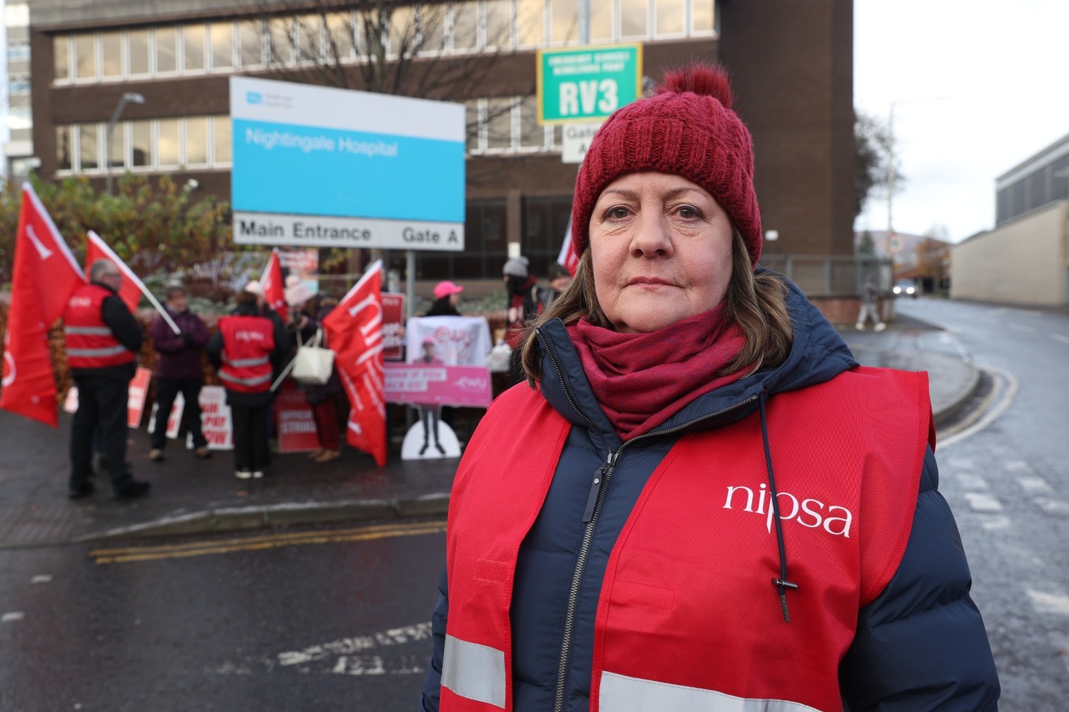 Health workers defiant on picket lines during 24 hour strike in Northern Ireland 