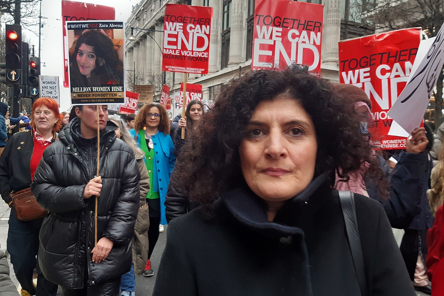 Aunt of murdered lawyer Zara Aleena joins march calling for end to male violence 