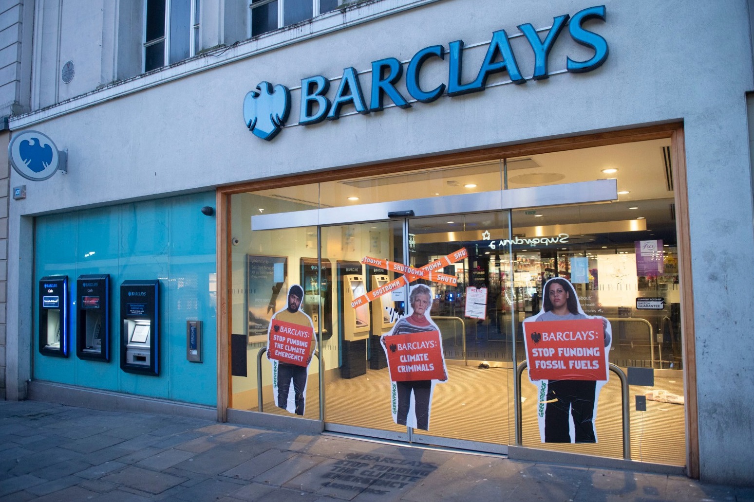 Greenpeace have targetted Barclays Bank branches over funding for fossil fuels 