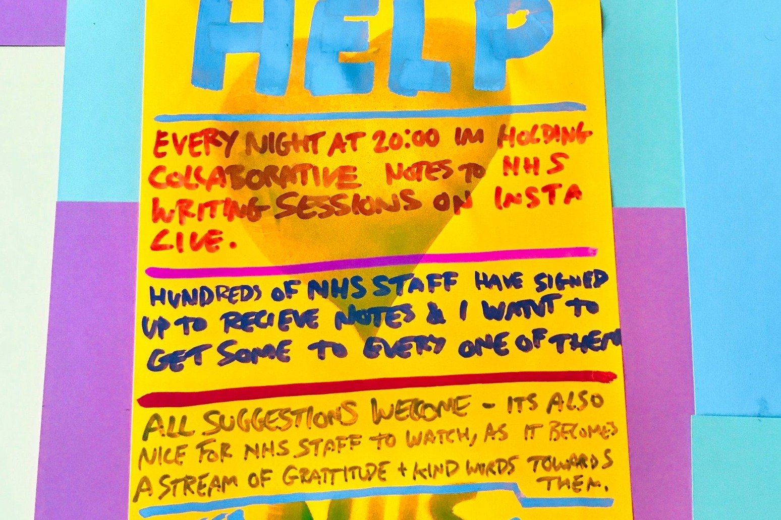 Artist sends hundreds of uplifting posters to NHS staff across the UK 