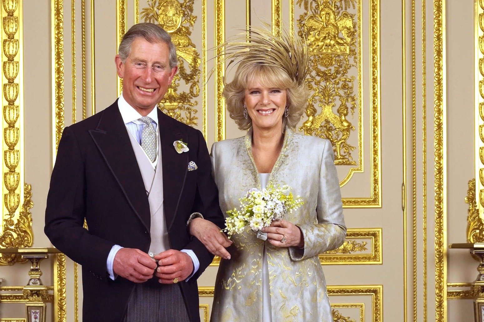 Pet dogs join Charles and Camilla in picture to mark 15th wedding anniversary 