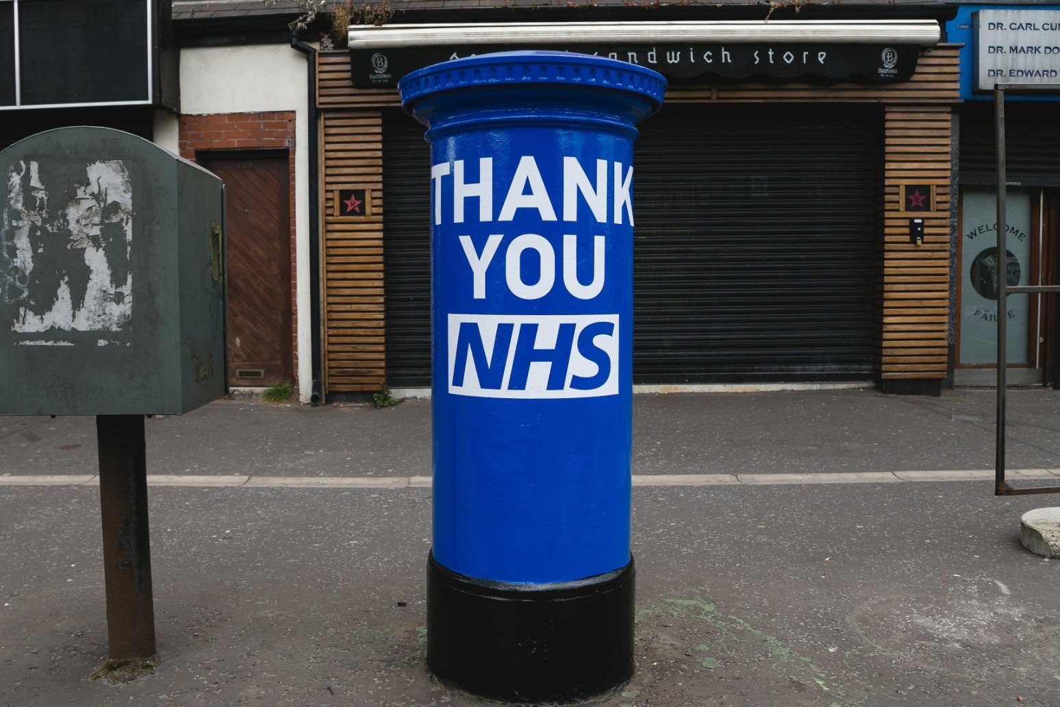 Postboxes painted blue in \'thank-you\' to NHS 