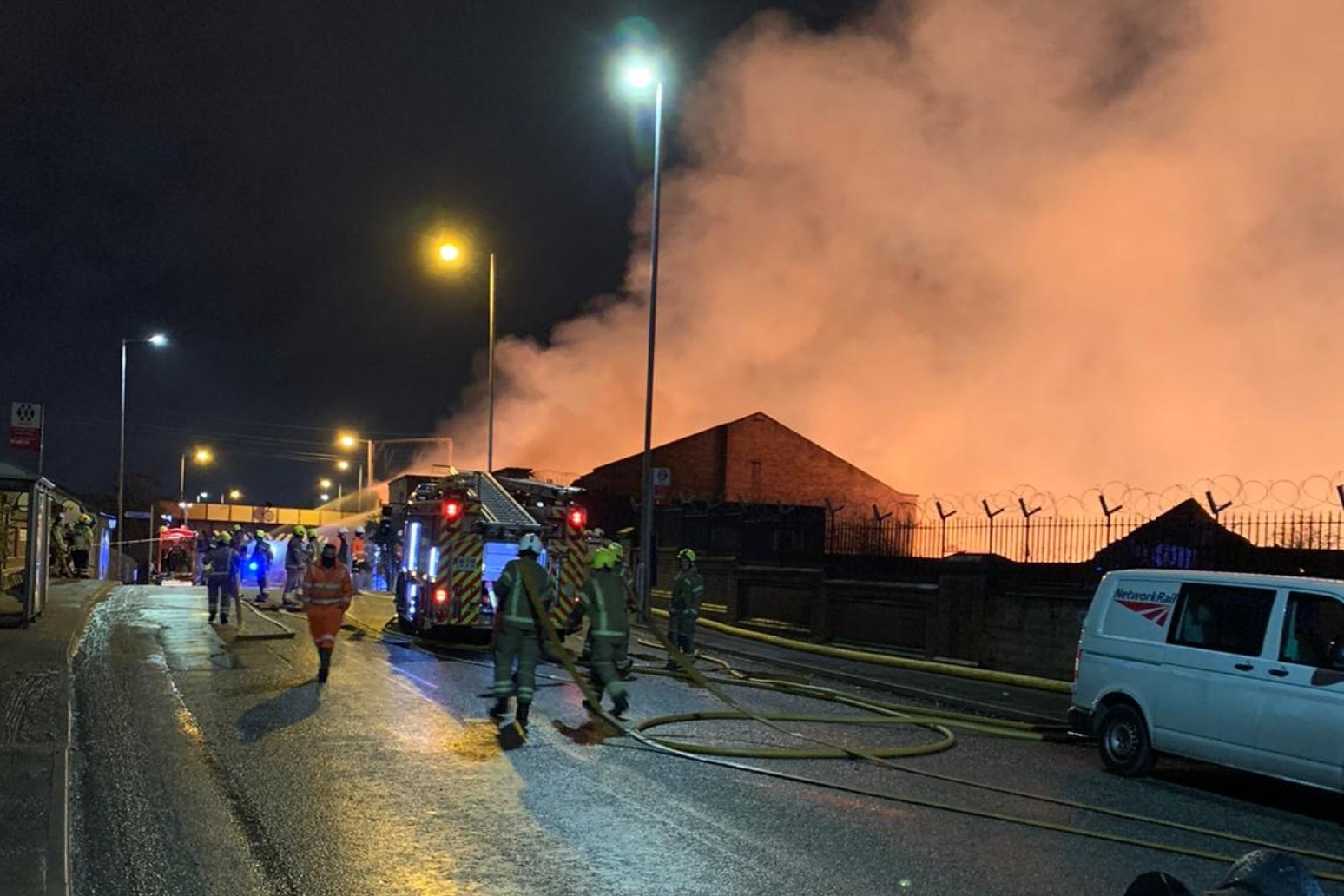 Major incident in Wolverhampton as fire engulfs factories and stops trains 